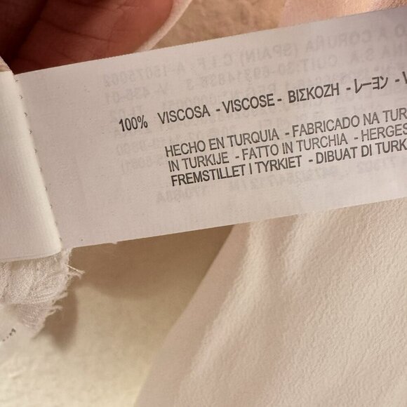 Zara White Black Contrast Crepe Collarless Button Up Blouse Medium Office Siren - Picture 6 of 7